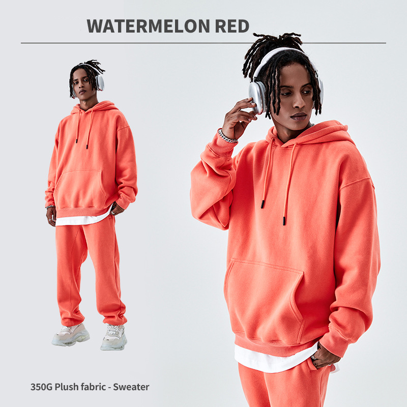 350G Custom Logo Unisex Fleece Heavyweight Ensfarvet Casual H&aelig;ttetr&oslash;jer