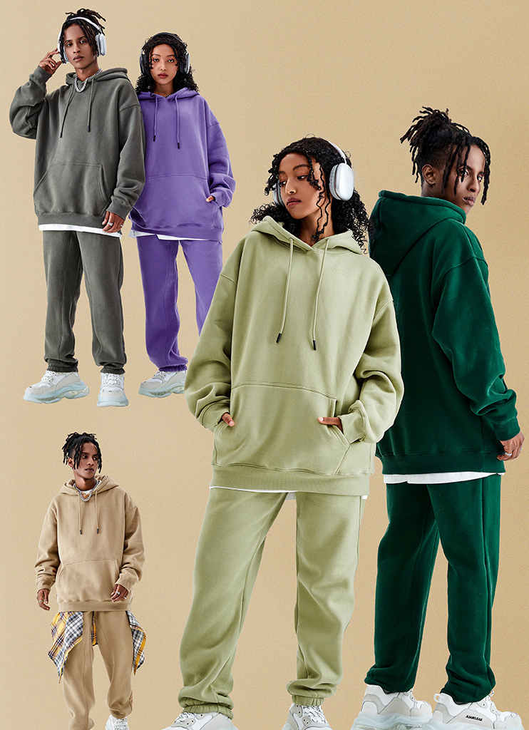350G Custom Logo Unisex Fleece Heavyweight Ensfarvet Casual H&aelig;ttetr&oslash;jer
