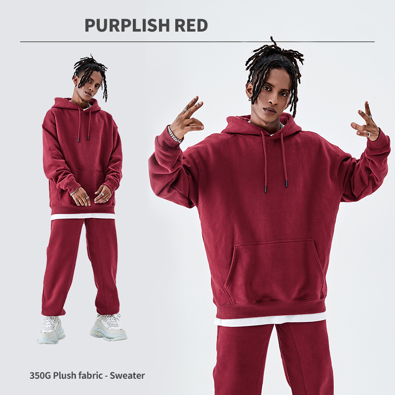 350G Custom Logo Unisex Fleece Heavyweight Ensfarvet Casual H&aelig;ttetr&oslash;jer
