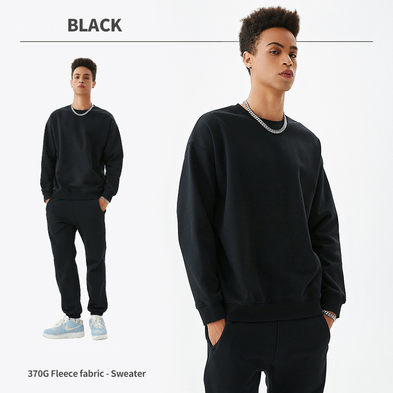 370G Egyedi log&oacute; Uniszex egysz&iacute;nű gyapj&uacute; neh&eacute;z, alkalmi kapucnis pul&oacute;verek