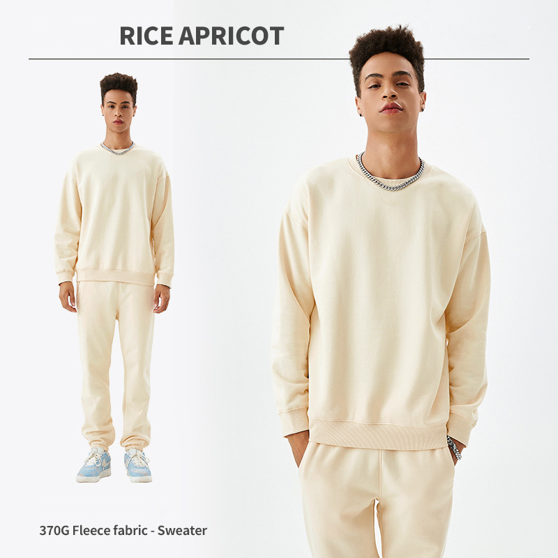 370G โลโก้ที่กำหนดเอง Unisex สีทึบขนแกะเฮฟวี่เวทเสื้อฮู้ดลำลอง