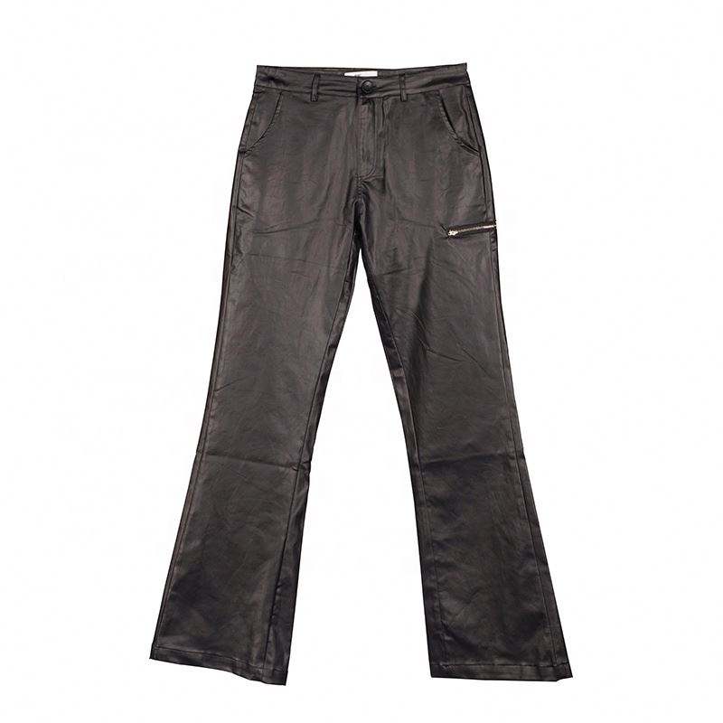 Produttore OEM Fabbrica Alta qualit&agrave; personalizzata Tutti i tipi di pantaloni casual in pelle Pantaloni svasati da uomo Stili di vendita caldi