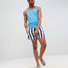 Your Owm Brand Shorts Drawstring Stripe Swim Shorts สีกรมท่า