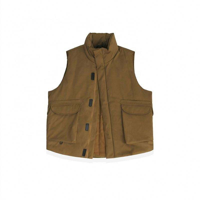ຜູ້ຜະລິດ Oem Custom Logo Fashion Winter Sleeveless Turtleneck Quilted Down Mans Puffer Padded Vest Solid Color Cargo Jacket