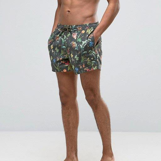 เสื้อผ้าระเหิดความยาวสั้น Allover พิมพ์ผู้ชาย Swimshorts