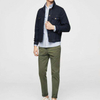 OEM servis P&aacute;nsk&eacute; bavlněn&eacute; Pohodln&eacute; kalhoty slim Fit Chinos Army zelen&eacute; s poutky na opasek