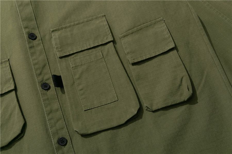 OEM 제조업체 맞춤형 남성 셔츠 멀티 포켓 셔츠 도시 야외 카고 셔츠