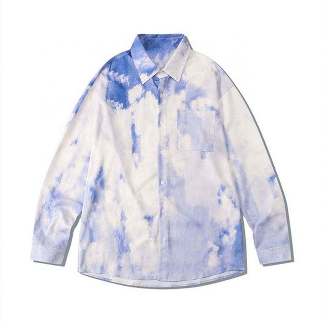 OEM メーカーのメンズ レジャー インク デジタル プリント ポリエステル ルーズで快適な長袖シャツ