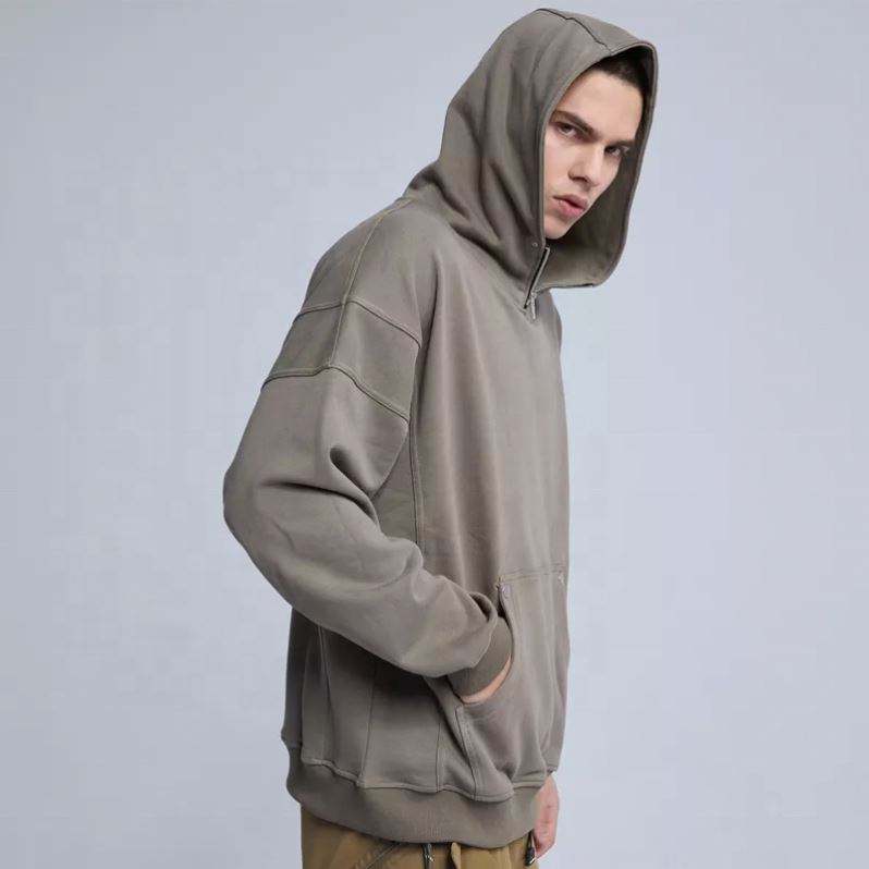 OEM Producent Custom Halv lynl&aring;s Pullover Oversize h&aelig;ttetr&oslash;je herret&oslash;j