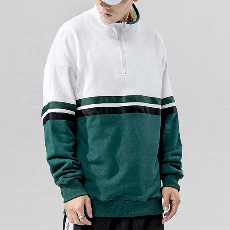 OEM Producent 2022 Standkrave bomuld Halv lynl&aring;s sweatshirts Color Block Fashion Pullover Hip Hop sweatshirts M&aelig;nd