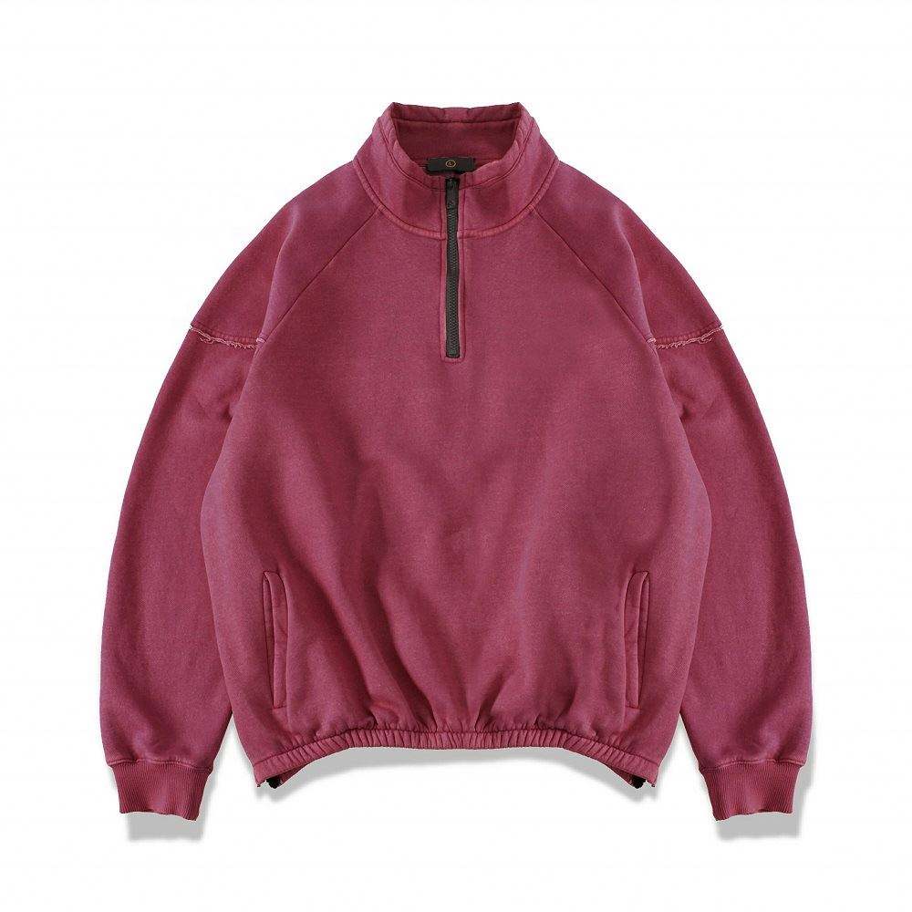 ผู้ผลิต OEM คุณภาพสูงเสื้อสเวตเตอร์ Hip Hop Retro Washed Olded เสื้อขนแกะแข็งไม่มีฮูด
