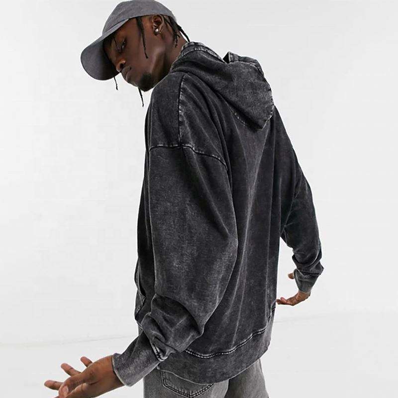 OEM ထုတ်လုပ်သူ ဖက်ရှင် ဟဲဗီးဝိတ် စိတ်ဆင်းရဲ ညှိုးမှိန်သော Pullover စိတ်ကြိုက် ကျောက်တုံး အက်ဆစ်ဆေးပြီး ခေတ်ဟောင်း Rhinestone စိတ်ကြိုက် hoodie