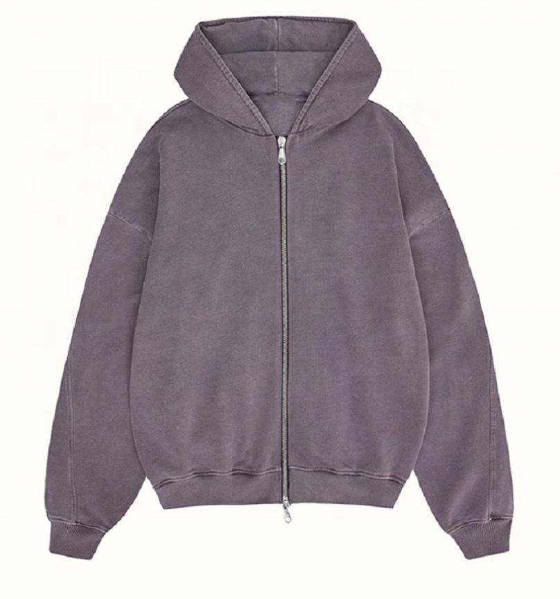 OEM v&yacute;robce Custom Men Oversized Vintage Wash Bavlněn&eacute; mikiny s kapuc&iacute; na zip s dvojit&yacute;mi zipy