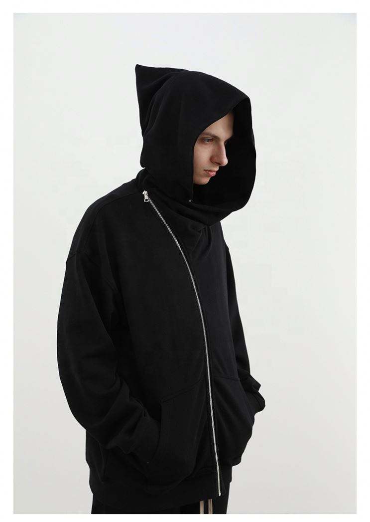 Pengeluar OEM Berkualiti Tinggi Berat Berat Bordir Zip Hoodie Logo Tersuai Besar Besar Zip Penuh Hoodie Muka Kosong Zip Hoodie