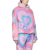 Chaqueta de plum&oacute;n p&uacute;rpura oculta con dise&ntilde;o de patr&oacute;n de coraz&oacute;n y cremallera oculta de manga larga de invierno personalizado de fabricante OEM