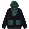 Felpa pullover con cappuccio patchwork con mezza cerniera in cotone felpato da uomo personalizzato produttore OEM con grandi tasche cargo