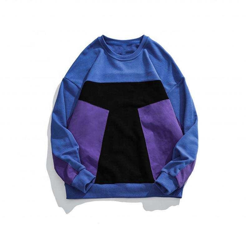Fabricant OEM bloc de couleur personnalis&eacute; O cou pull manches longues grande taille sweats &agrave; capuche d&eacute;contract&eacute;
