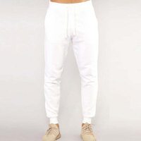 พลัสขนาดธรรมดาสีขาว Drawstring เอวผู้ชายออกกำลังกาย Joggers