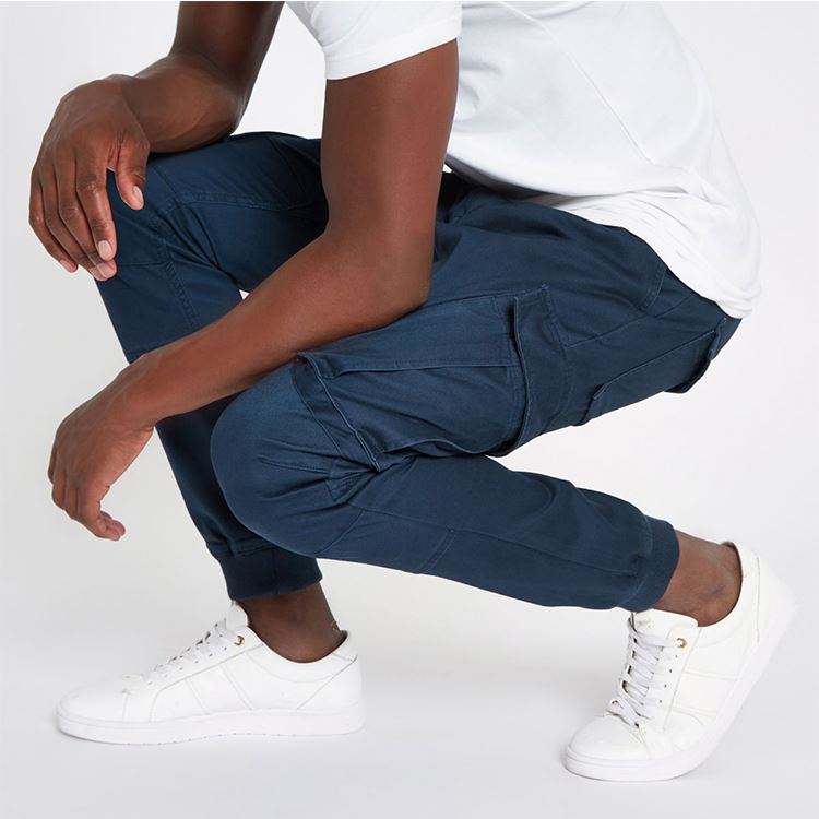Mens Cargo Form&aacute;lne Lež&eacute;rne Chino Slim skr&aacute;ten&eacute; klasick&eacute; bočn&eacute; vreck&aacute; a nohavice s manžetami