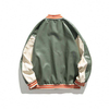 Oem Custom Logo Fall Creber Winderbreaker Men Contrat PU Panel 3D Embroidery Patched Bomber Jacket