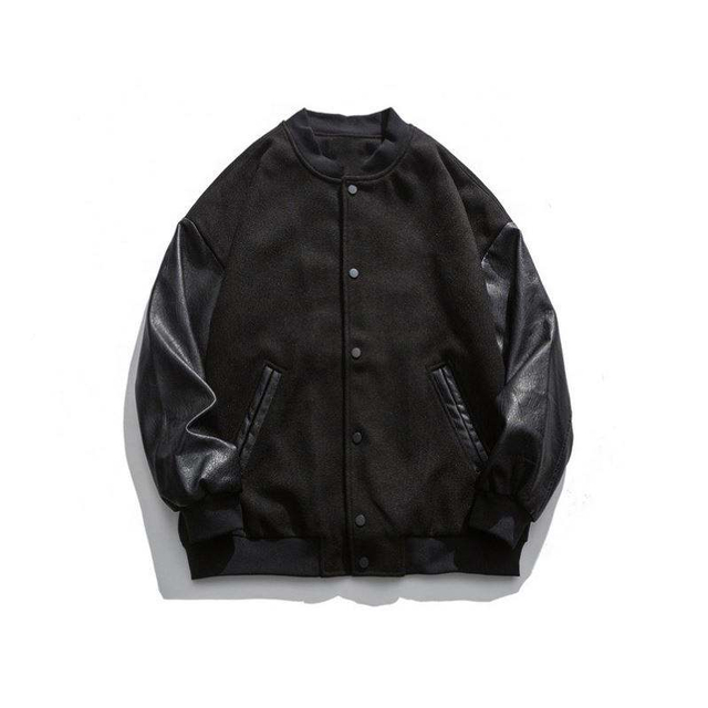 OEM Manufacturer Custom Men's Leather Fashion solid Color Stitching Sleeve Coat Jacket