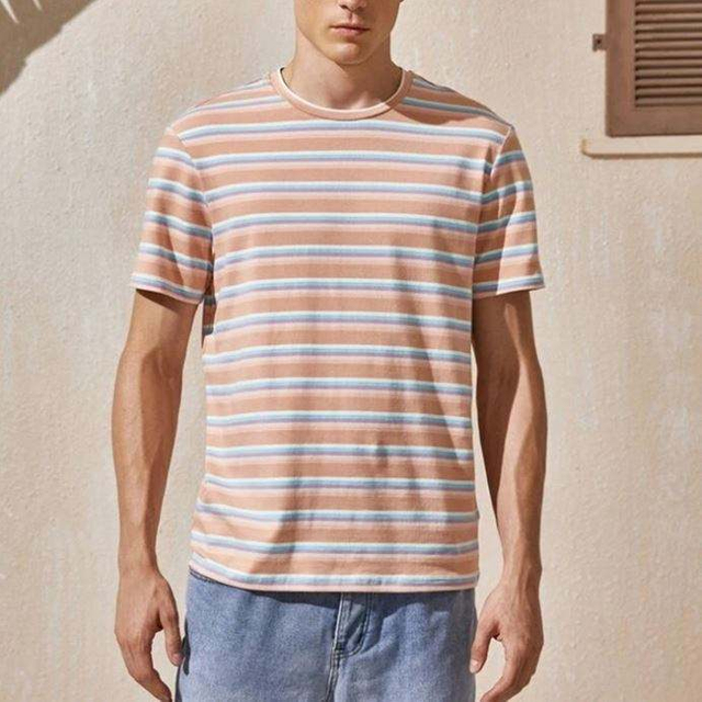 OEM Custom Logo Fashion Streetwear T-shirt Rundhalset Basic T-shirt M&aelig;nd Stribet kort&aelig;rmet T-shirt