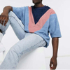 Nueva llegada, gran oferta, camisetas de sublimaci&oacute;n, talla grande, bloque de Color, camiseta en blanco de gran tama&ntilde;o con hombros ca&iacute;dos para hombre