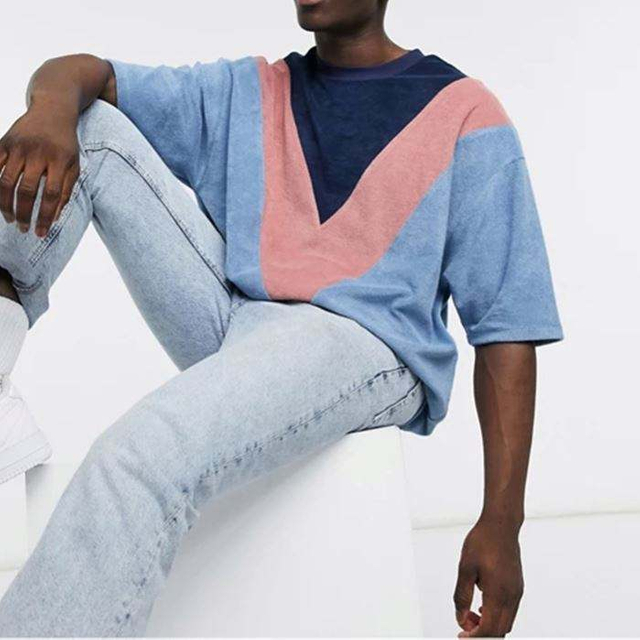 ใหม่มาถึงขายร้อนระเหิดเสื้อ PLUS ขนาดบล็อกสีผู้ชายไหล่ขนาดใหญ่ BLANK TShirt