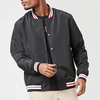 P&aacute;nsk&eacute; čern&eacute; bundy typu Bomber s designem vlastn&iacute;ho loga Crew Neck Varsity Striped Trim