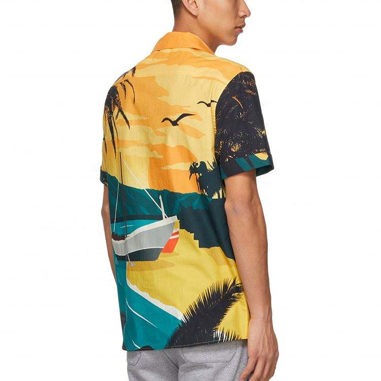 Produttore OEM popolare camicia stampata estiva stile hawaiano personalizzata casual da uomo traspirante