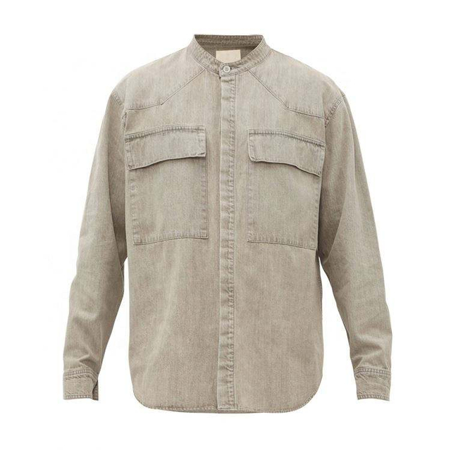 OEM メーカー メーカー カスタム ロゴ カジュアル シャツ メンズ軽量ソフト ウォッシュ デニム シャツ