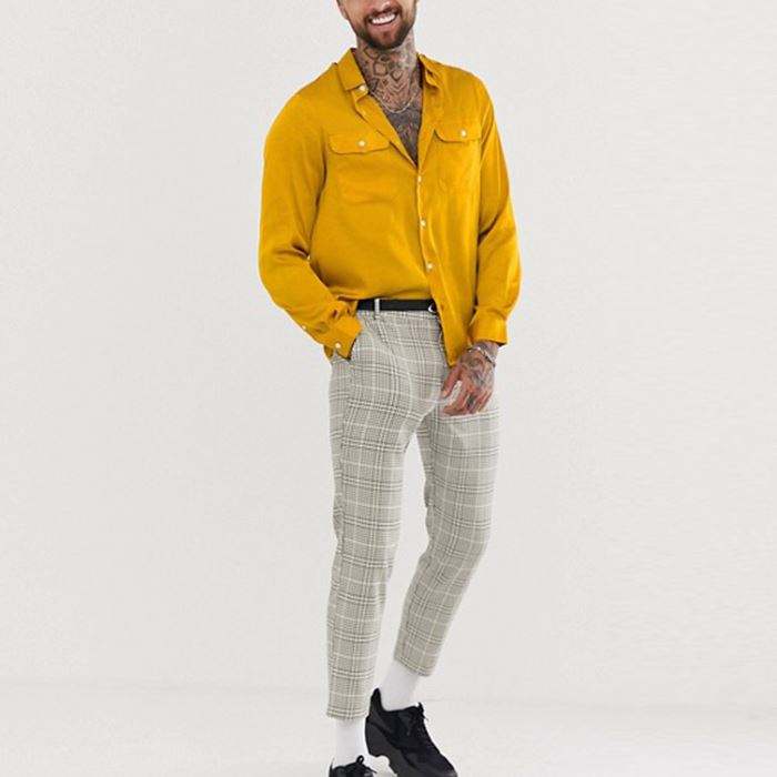 OEM-Hersteller hochwertiges, schlichtes Satin-Herren-Langarmhemd