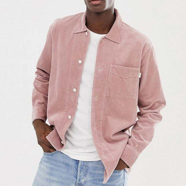 P&aacute;nsk&eacute; košile OEM v&yacute;robce 100% bavlna s dlouh&yacute;m ruk&aacute;vem overshirt v růžov&eacute;