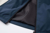 Fabricante OEM, tallas grandes personalizadas, costuras en contraste, cuello levantado popular, chaqueta informal con cremallera