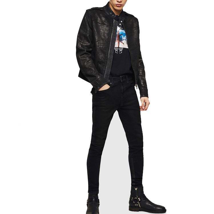 Jaqueta de motociclista simplificada masculina da moda por atacado com jaqueta jeans