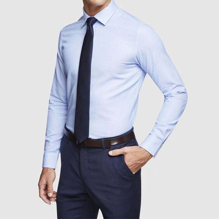 OEM Producent H&oslash;jkvalitets 100 % bomuld Slim Fit Bl&aring; Herre kjoleskjorte