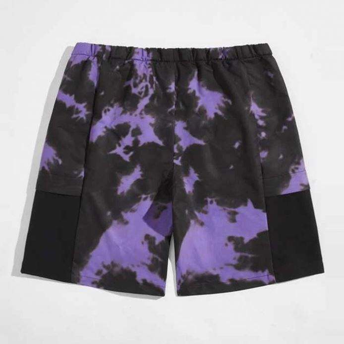 Pantaloncini da palestra di nuova moda con fibbia e cintura in vita, boxer estivi da uomo in poliestere stampato con tintura a cravatta