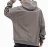 Fabricante OEM personalizado Vintage Wash Cotton Zip Hood Oversized Plain Hoodie com costura contrastante para homens