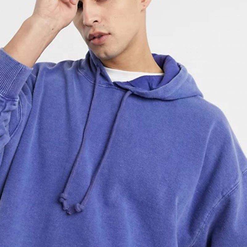 OEM-producent Brugerdefineret herretykkelse Tungv&aelig;gtsbomuld Oversized vintage vasket gr&aring; h&aelig;ttetr&oslash;jepullover
