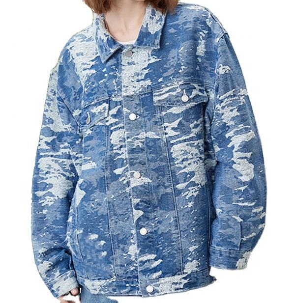 Produttore Oem Vendita all'ingrosso Denim Tie Dye Personalit&agrave; Taglie forti Giacca tascabile tridimensionale alla moda
