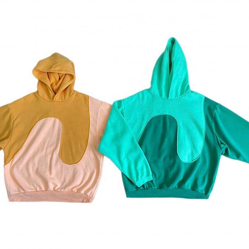 OEM Manufacturer Tutus 2 Color Hoodie Sweatshirt Split Color Block Patchwork Streetwear Unisex Men Hoodie