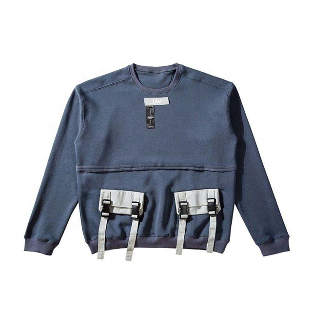 OEM ražotāja modes pielāgots logotips Lielizmēra vīriešu kokvilnas kapuce Pulovers džemperis Pocket Street Style Cargo Hoodie