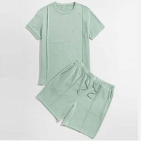 Fatos de treino de marca de ver&atilde;o com detalhe frontal de costura, agasalho de cor s&oacute;lida, 2 pe&ccedil;as, shorts masculinos, agasalho