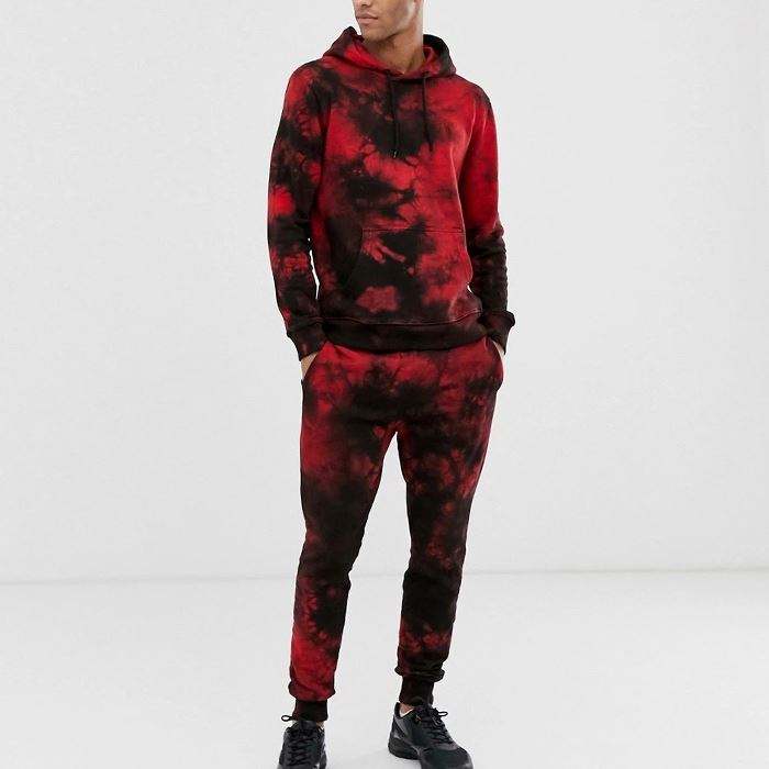 Bulk groothandel herfst sweatsuit tweedelige trainingspakken sets heren tie-dye sweatsuit