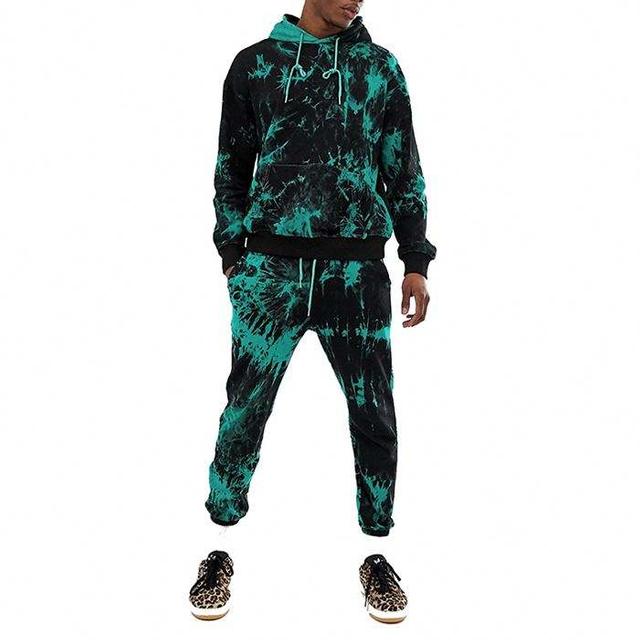 Bulk wholesale Sweatsuit ຫຼຸດລົງສອງຊຸດ Tracksuits ຜູ້ຊາຍ Tie Dye Sweatsuit