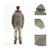 Conjunto de pantalones deportivos y sudadera con capucha con logotipo personalizado rociado con mono pesado desgastado con lavado &aacute;cido vintage de 360 ​​​​gsm