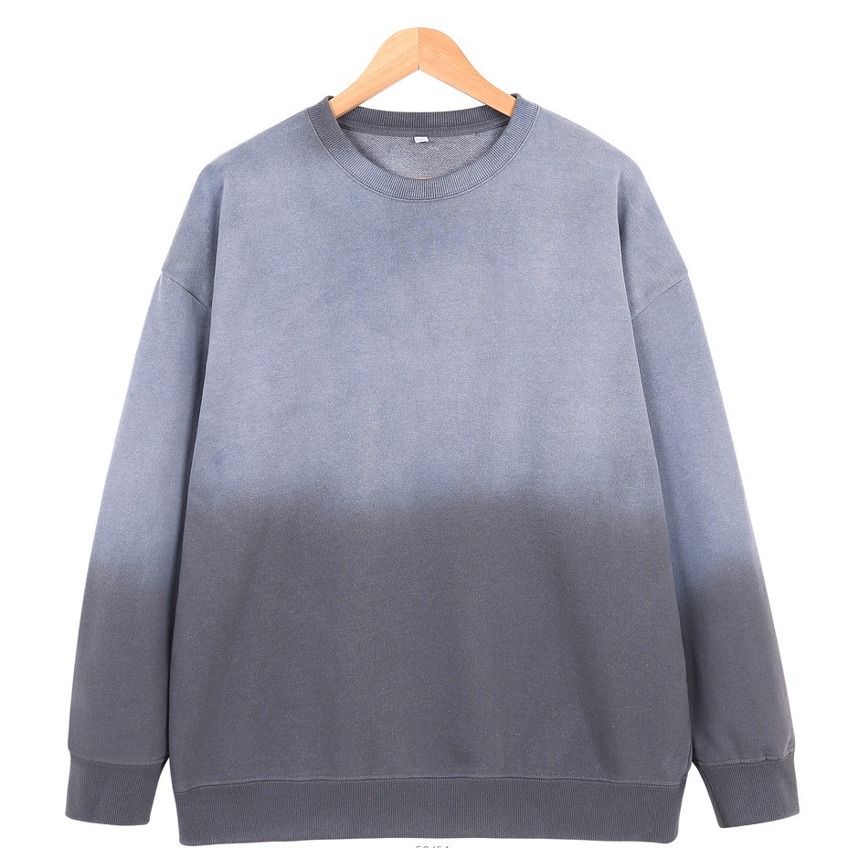 400Gsm ခေတ်ဟောင်း Gradient အရောင် Streetwear Crewneck Retro စိတ်ကြိုက်လိုဂို အမျိုးသားများအတွက် Hoodie အင်္ကျီ