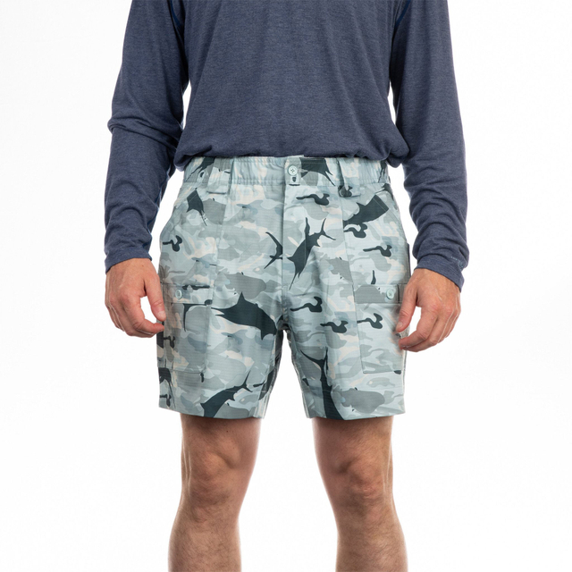 OEM-producent Custom Logo 95% Polyester 5% Elastan Camo Quick Dry M&aelig;nd fiskeshorts