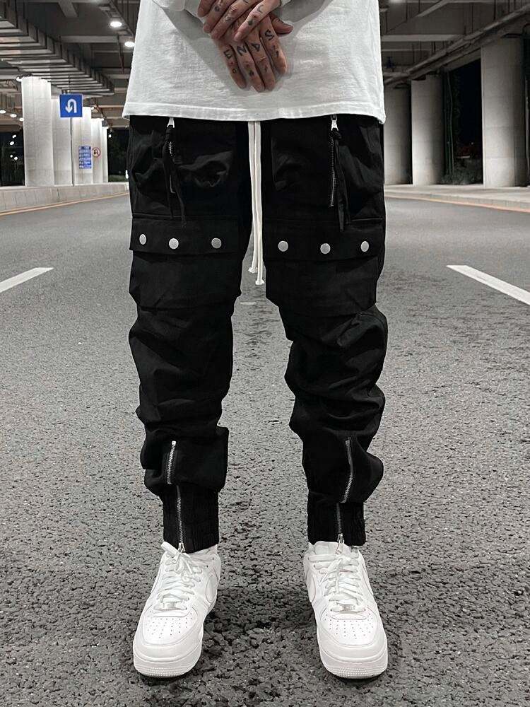 Produttore OEM 2022 Prodotti Pantaloni da jogging con giacca a vento dal taglio ampio Pantaloni sportivi con tasca multi-zip in nylon Pantaloni cargo