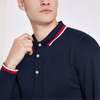Herrenhemden Marineblaues Langarm-Poloshirt mit Streifen